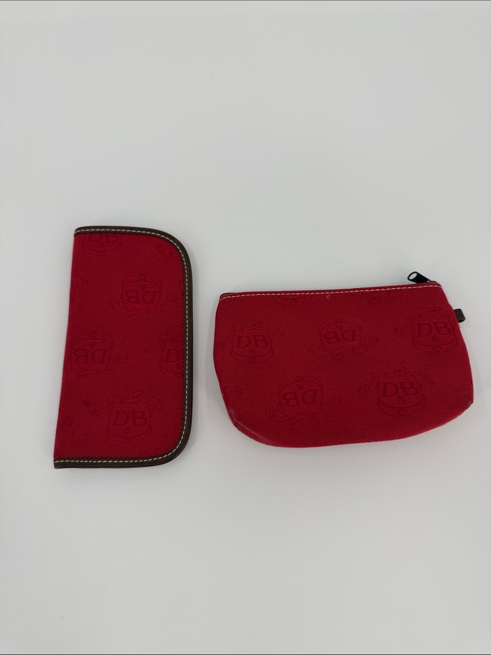 Dooney & Bourke Red Zip Pouch and Sunglasses Holder Set